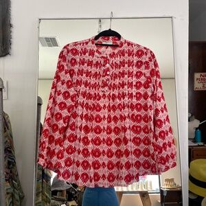 Nimbu Arhat Blouse in Ikat Red